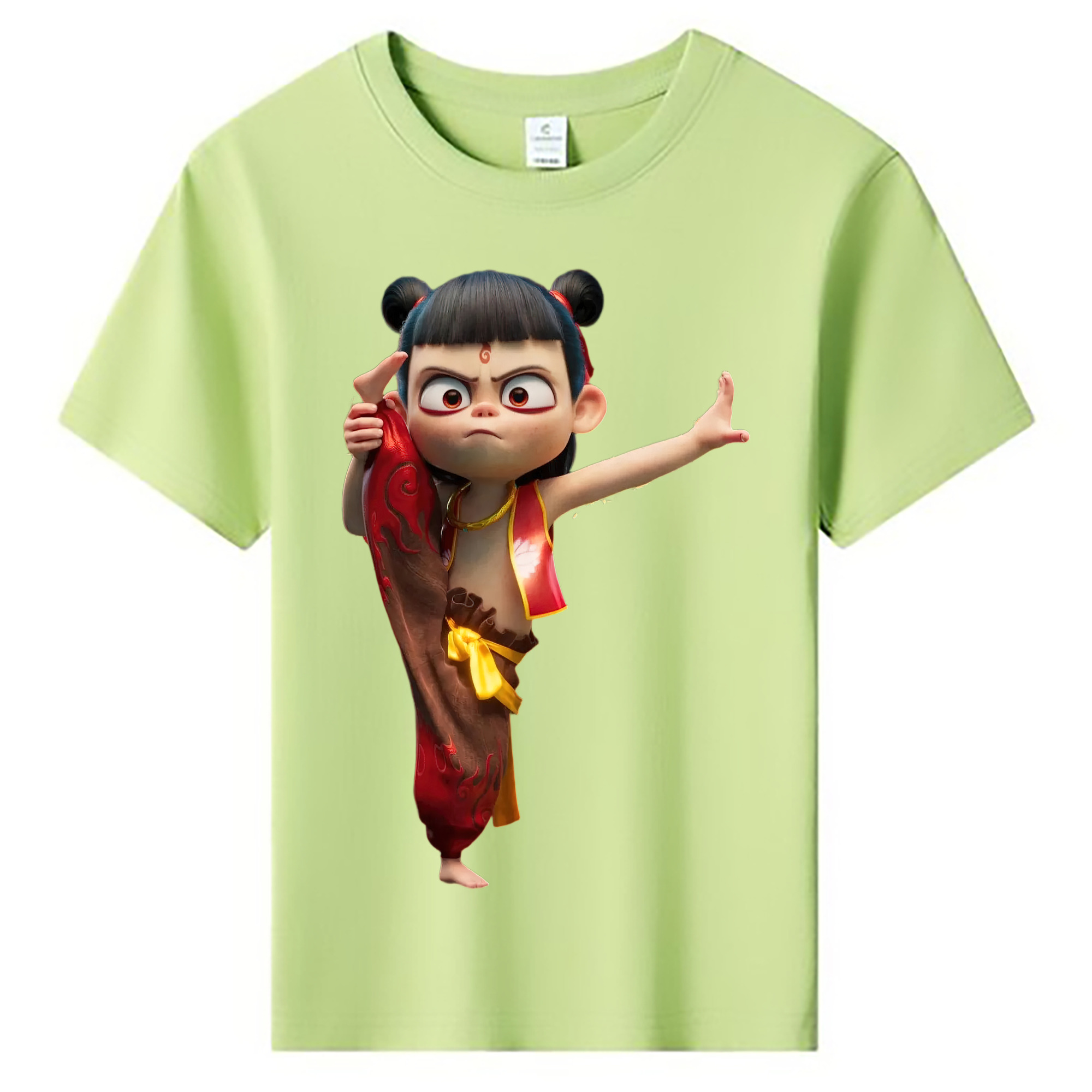 （画像用） Ne Zha 2 ナタ 魔童の大暴れ 綿100％キッズTシャツ（フロントプリント）